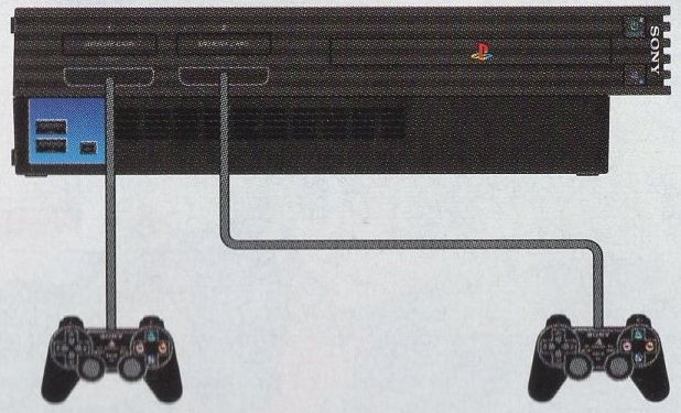 Two controllers connected to the console